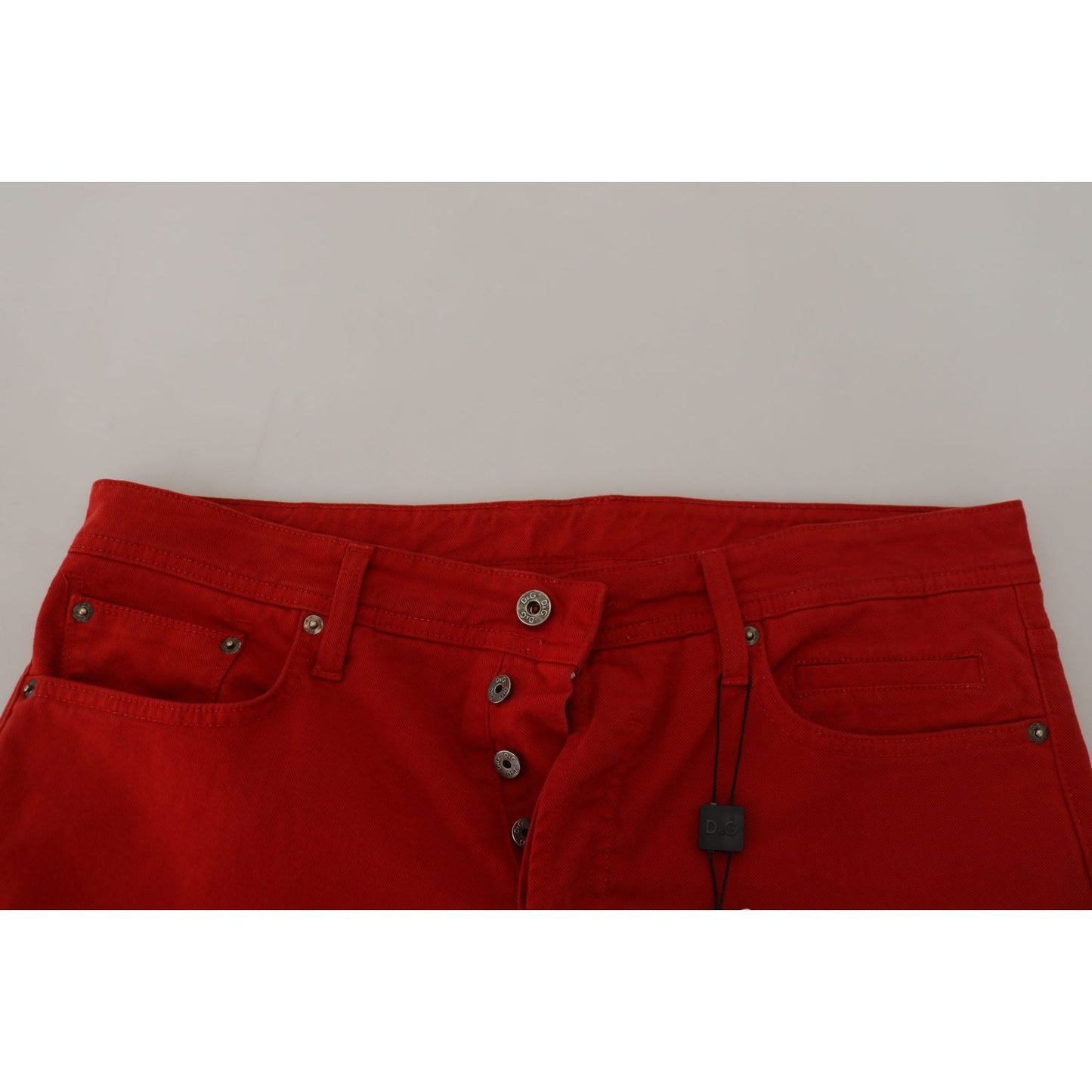 Dolce & Gabbana Chic Red Cotton Denim Pants Dolce & Gabbana Dark Red