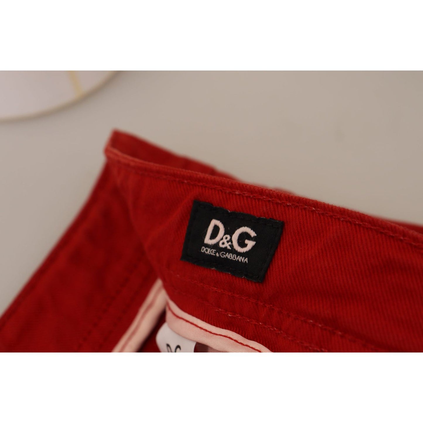 Dolce & Gabbana Chic Red Cotton Denim Pants Dolce & Gabbana Dark Gray