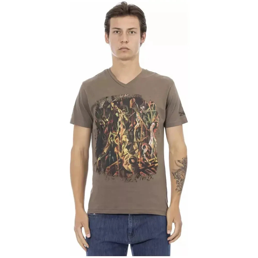 Trussardi Action Brown Cotton Men T-Shirt Trussardi Action Dim Gray