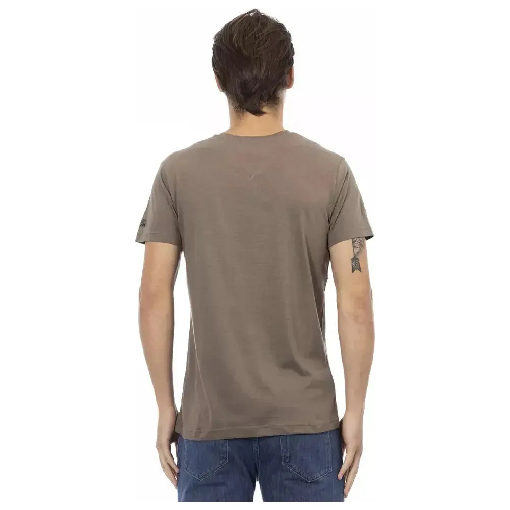 Trussardi Action Brown Cotton Men T-Shirt Trussardi Action Dim Gray