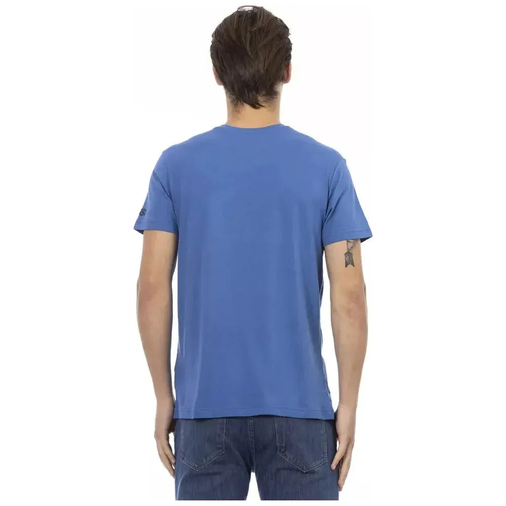 Trussardi Action Blue Cotton Men T-Shirt Trussardi Action Steel Blue