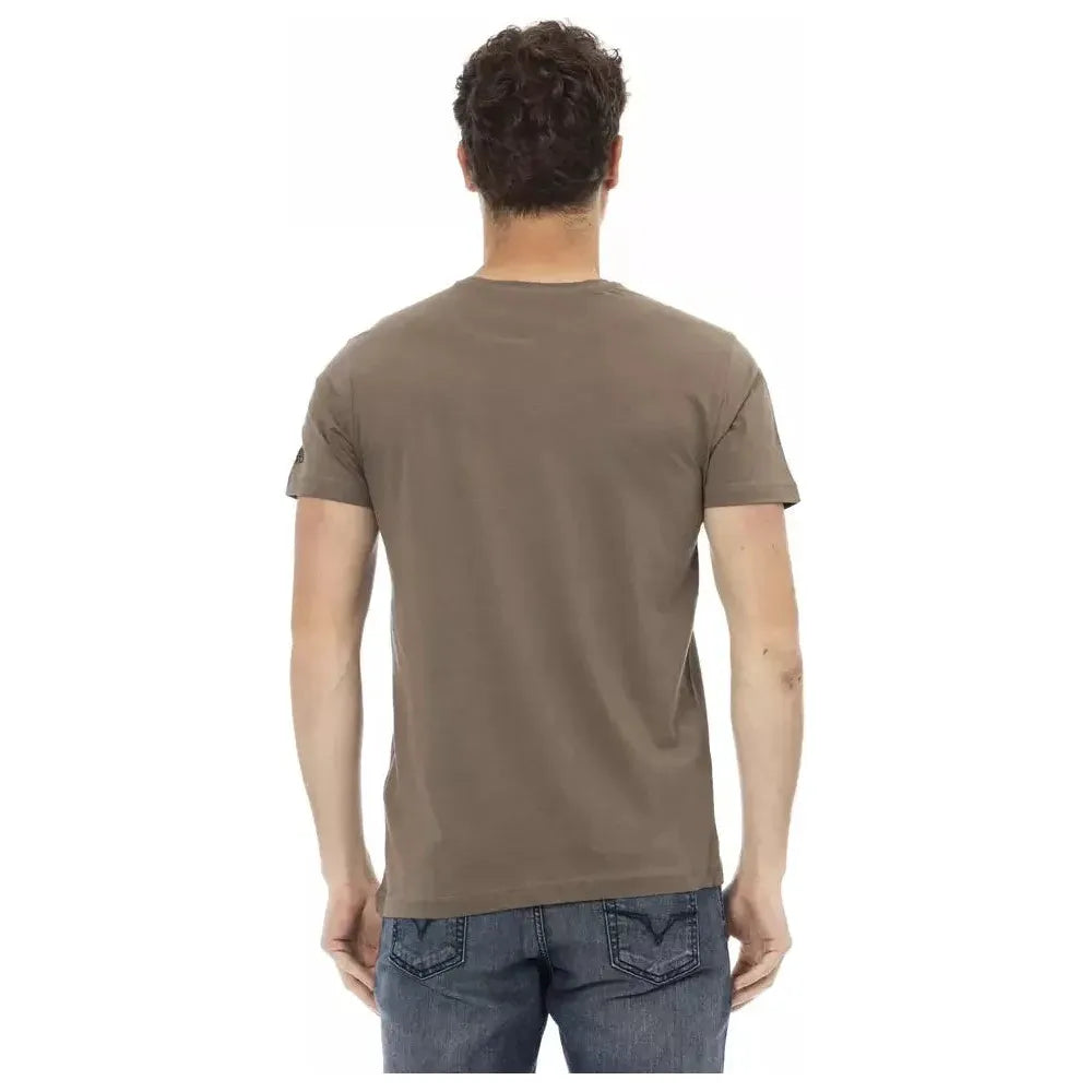 Trussardi Action Brown Cotton Men T-Shirt Trussardi Action Dim Gray