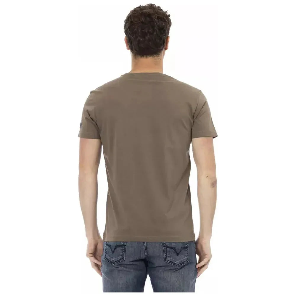 Trussardi Action Brown Cotton Men T-Shirt Trussardi Action Dim Gray