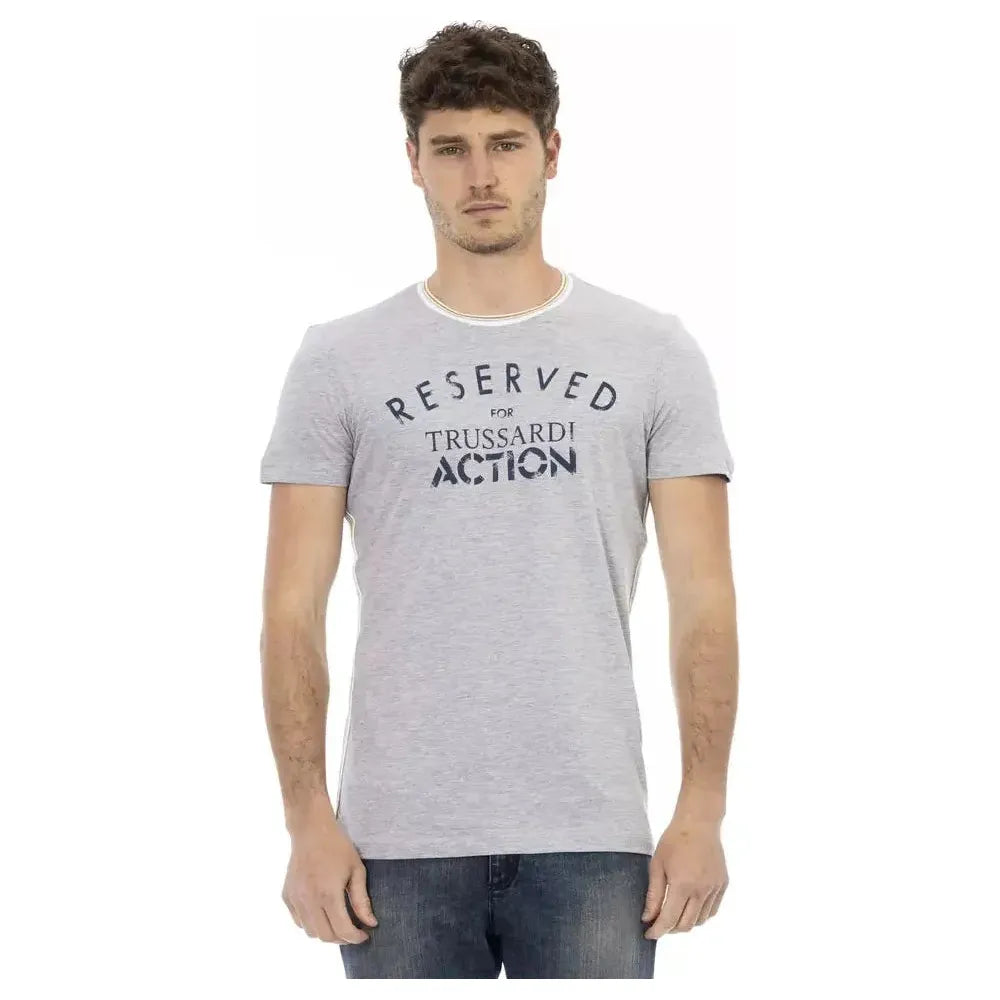 Trussardi Action Gray Cotton Men T-Shirt Trussardi Action Gray