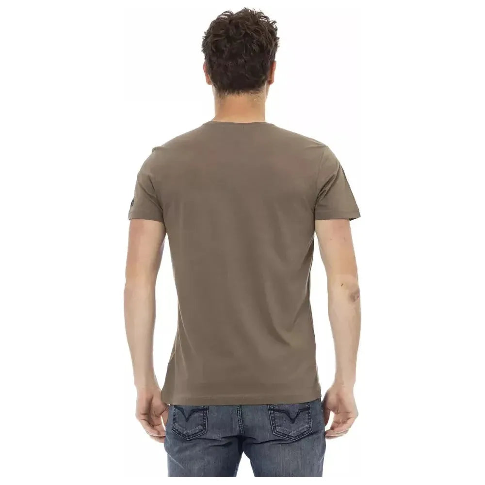 Trussardi Action Brown Cotton Men T-Shirt Trussardi Action Dim Gray