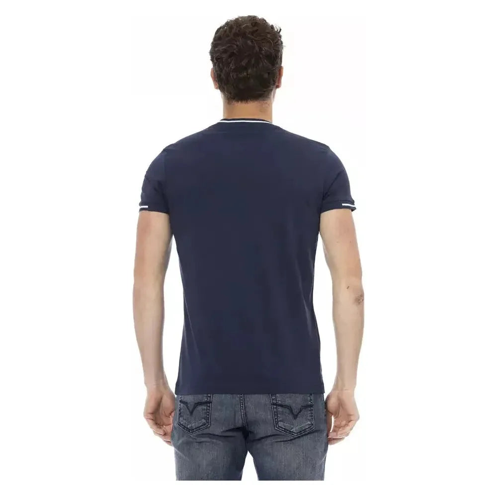 Trussardi Action Blue Cotton Men T-Shirt Trussardi Action Dark Slate Gray