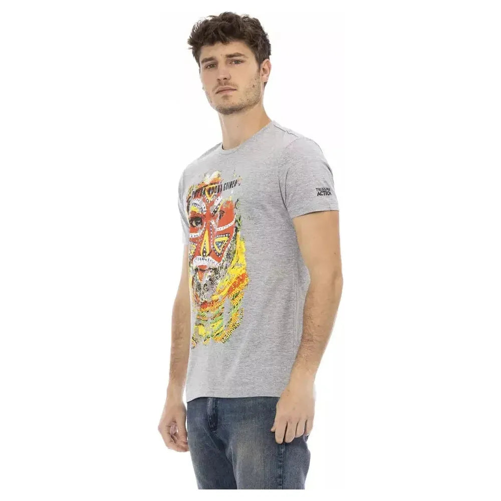 Trussardi Action Gray Cotton Men T-Shirt Trussardi Action Dark Gray