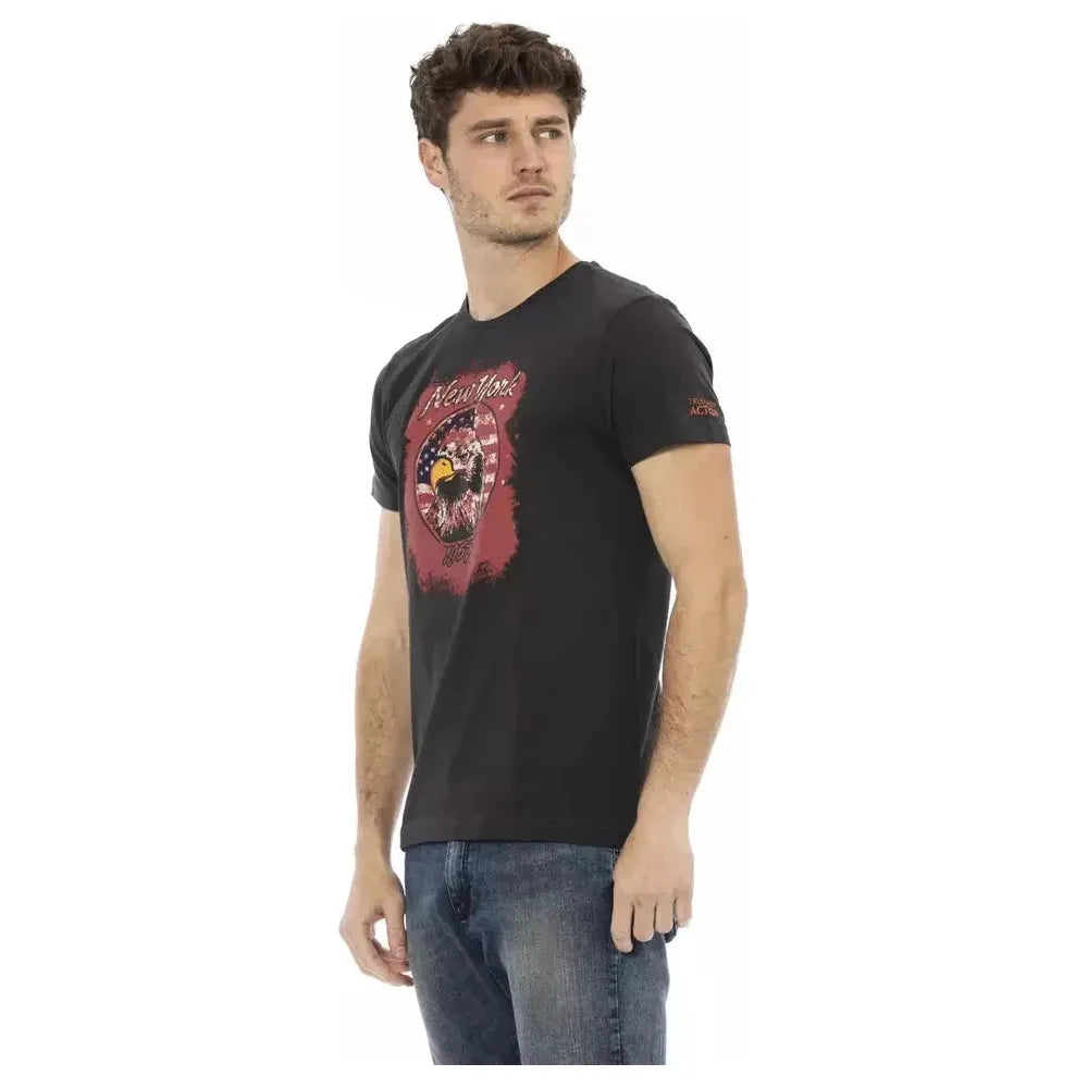 Trussardi Action Black Cotton Men T-Shirt Trussardi Action Dark Slate Gray