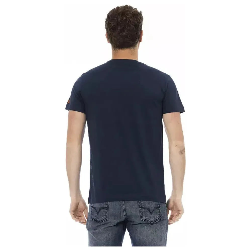 Trussardi Action Blue Cotton Men T-Shirt Trussardi Action Dark Slate Gray
