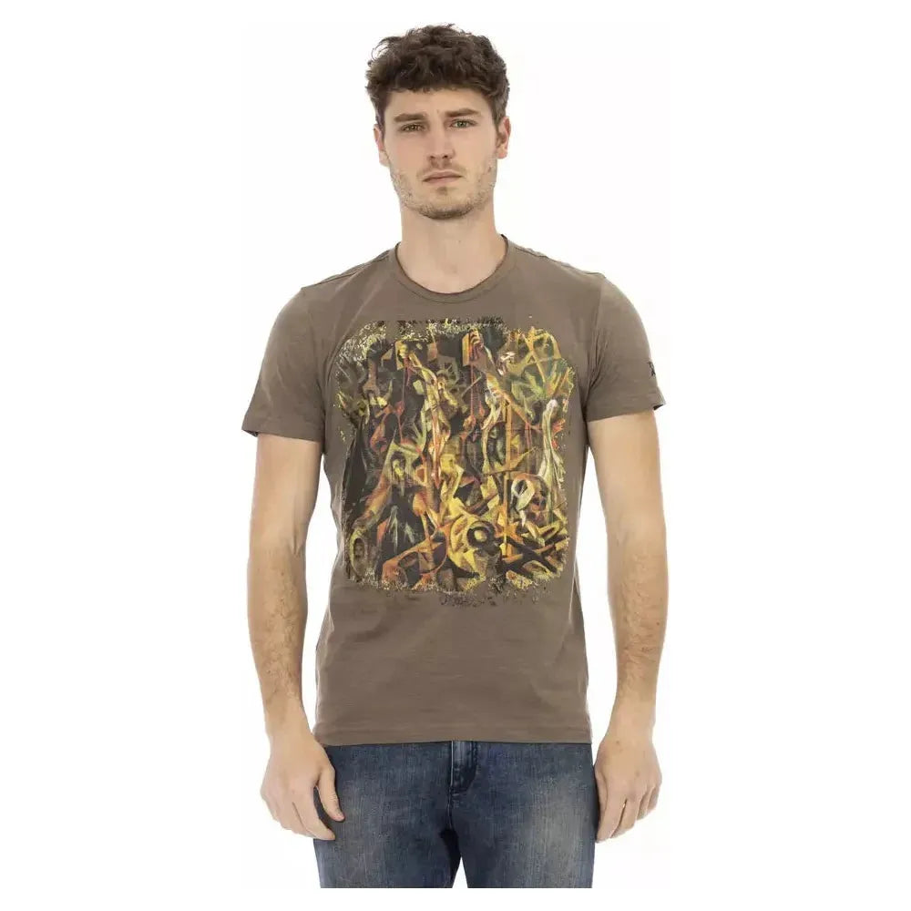Trussardi Action Brown Cotton Men T-Shirt Trussardi Action Dim Gray
