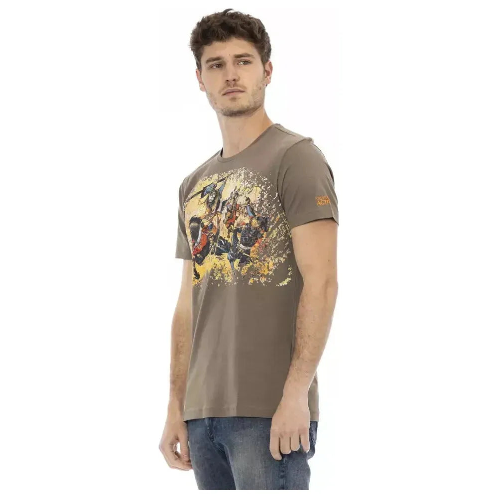Trussardi Action Brown Cotton Men T-Shirt Trussardi Action Dim Gray