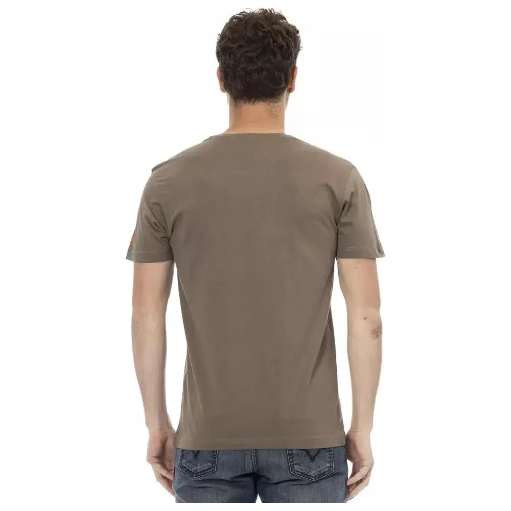 Trussardi Action Brown Cotton Men T-Shirt Trussardi Action Dim Gray