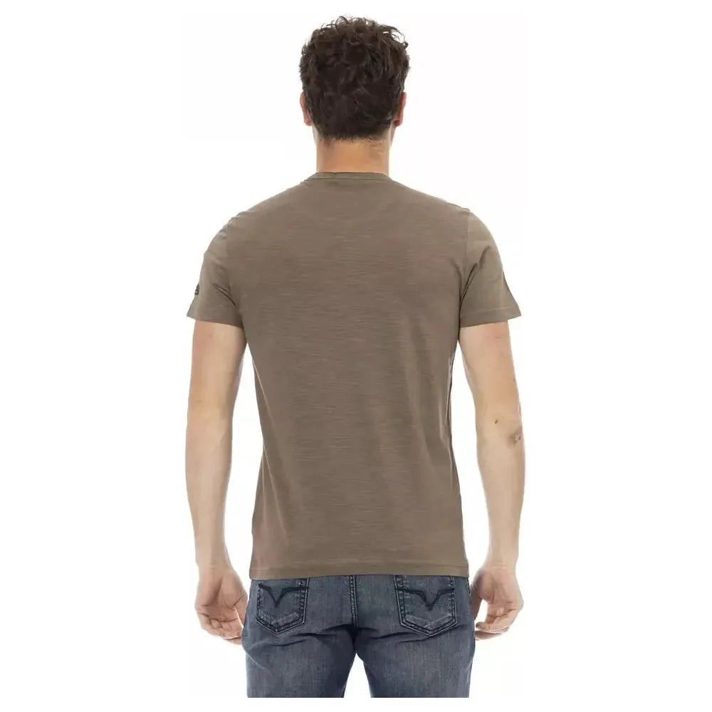 Trussardi Action Brown Cotton Men T-Shirt Trussardi Action Dim Gray