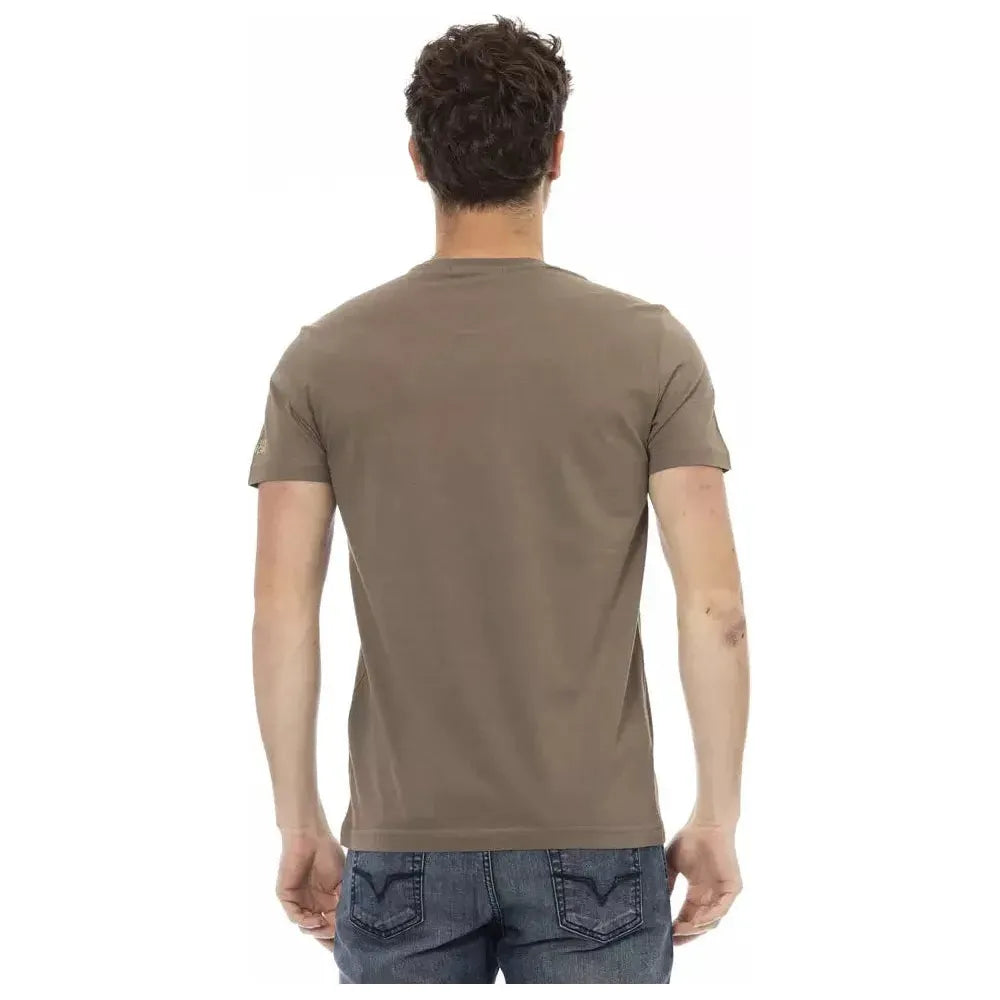 Trussardi Action Brown Cotton Men T-Shirt Trussardi Action Dim Gray
