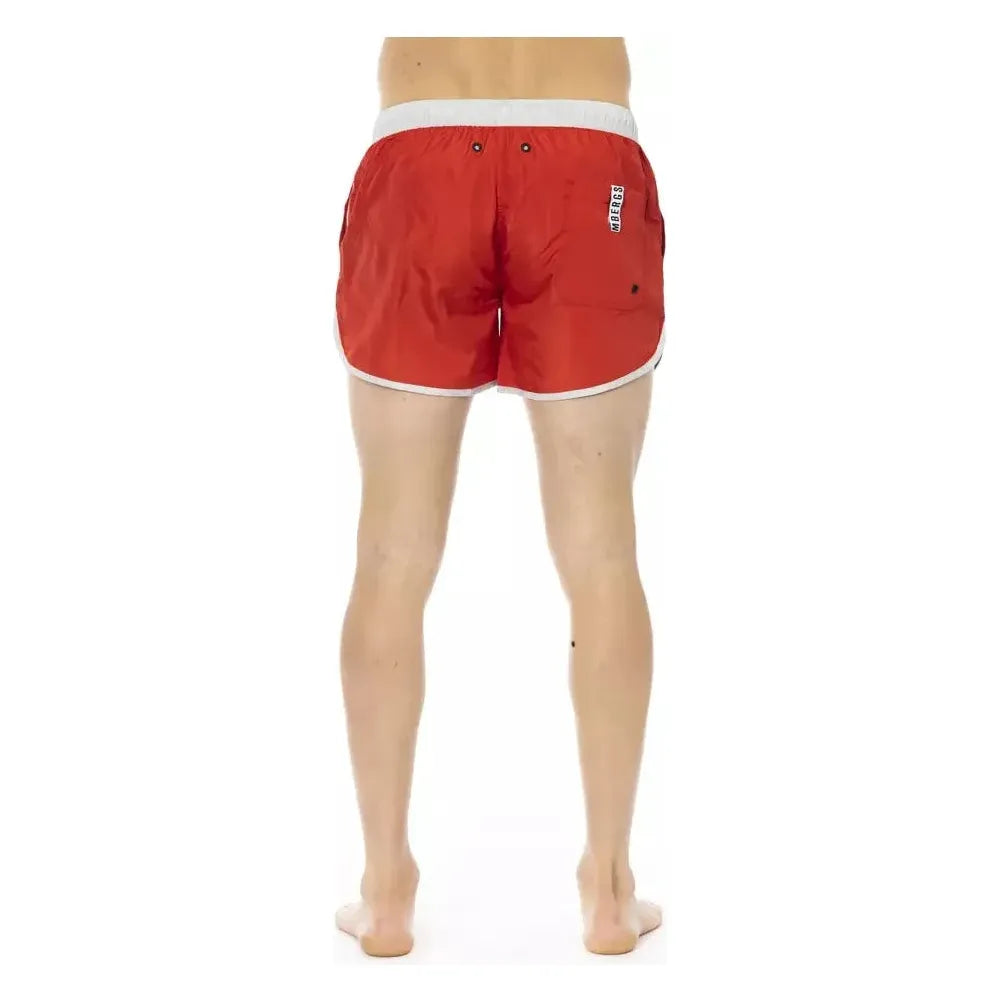 Bikkembergs Red Polyester Men Swim Short Bikkembergs Firebrick