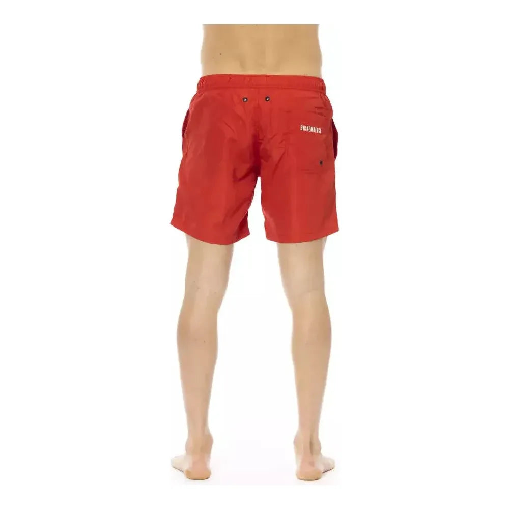 Bikkembergs Red Polyester Men Swim Short Bikkembergs Firebrick