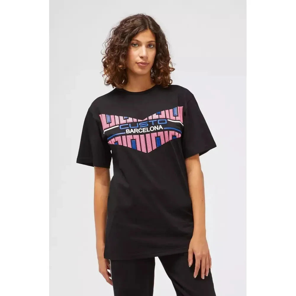 Custo Barcelona Black Cotton Women's T-Shirt Custo Barcelona Antique White