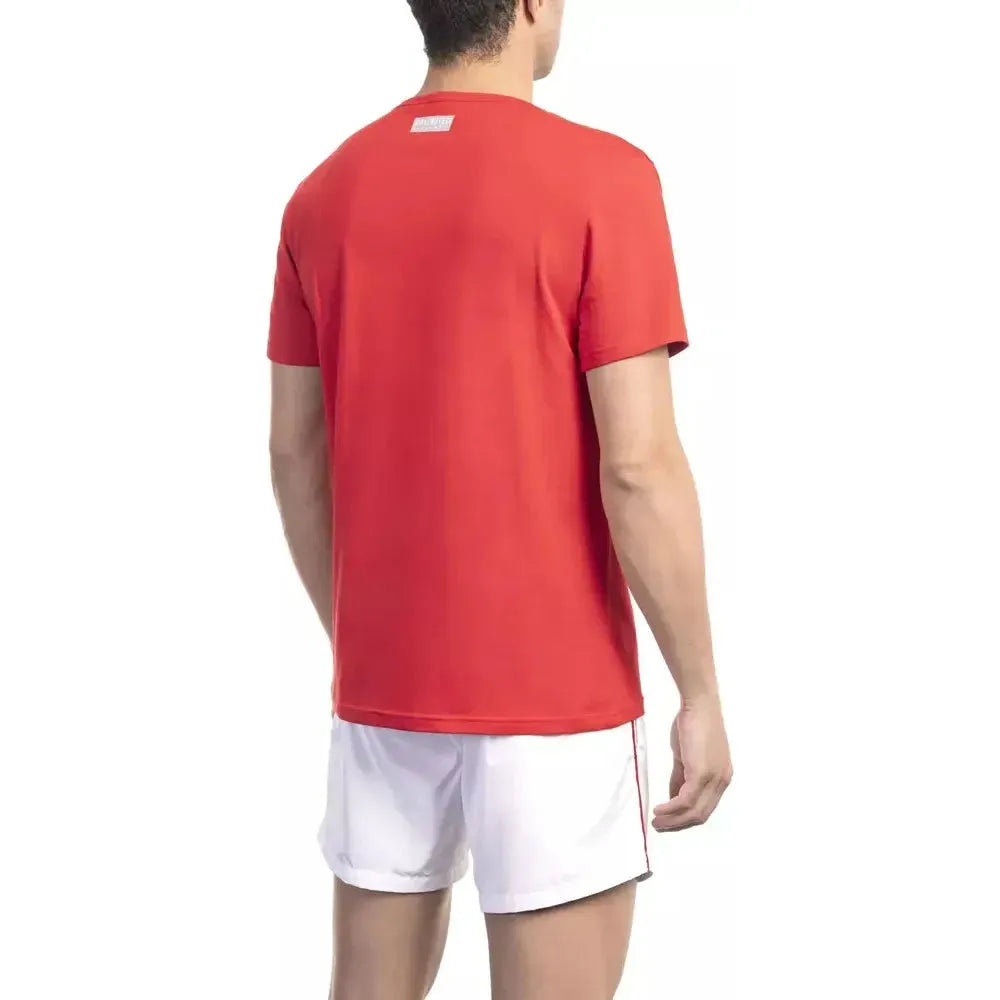 Bikkembergs Red Cotton Men T-Shirt Bikkembergs Maroon