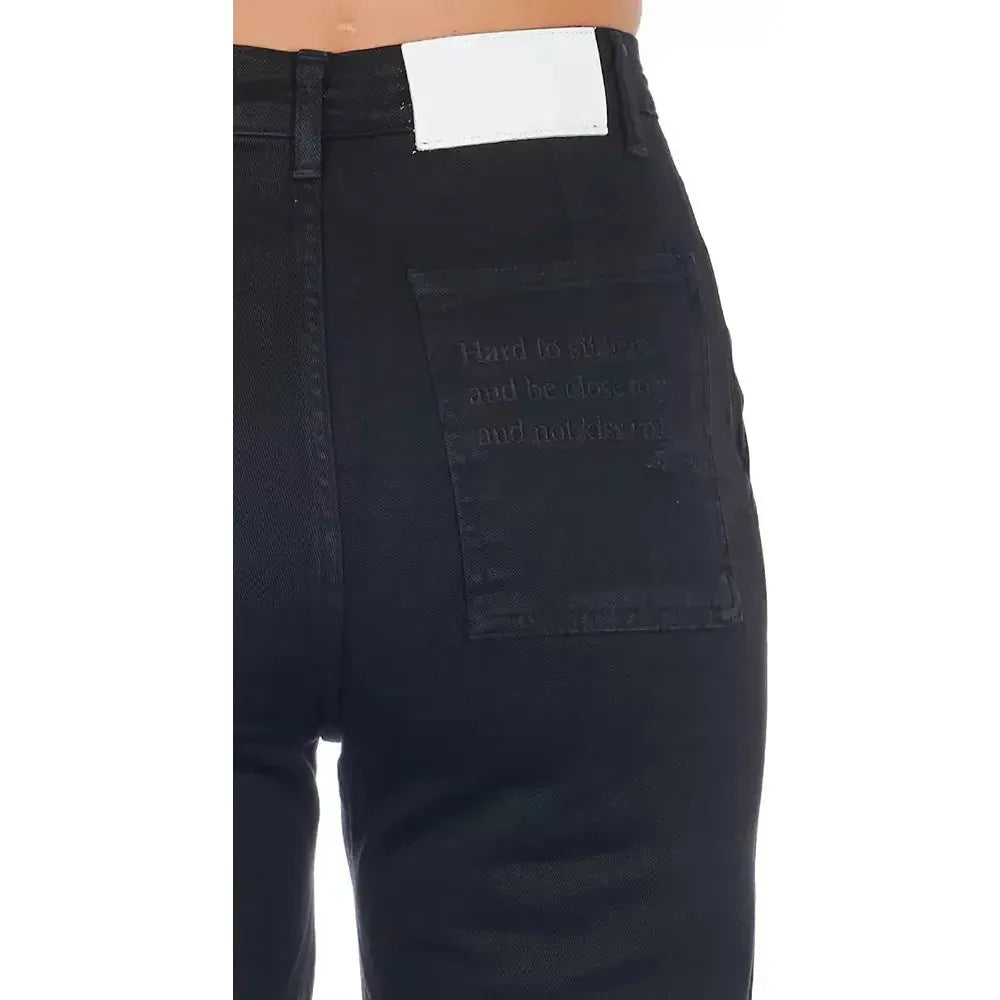 Frankie Morello Black Cotton Women Cropped Trouser Frankie Morello Dark Slate Gray