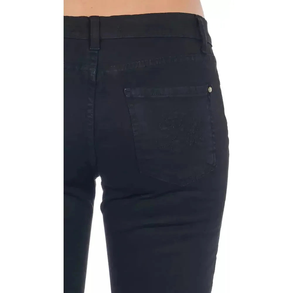 Frankie Morello Black Cotton Women Jeans Jeans & Pants Frankie Morello Dark Slate Gray