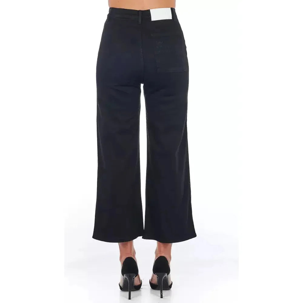 Frankie Morello Black Cotton Women Cropped Trouser Frankie Morello Dark Slate Gray