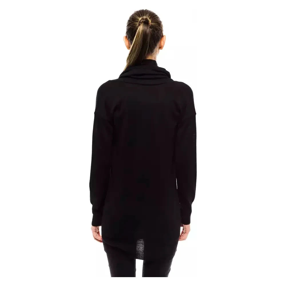 Montana Blu Embellished High Collar Woolen Sweater Montana Blu Black