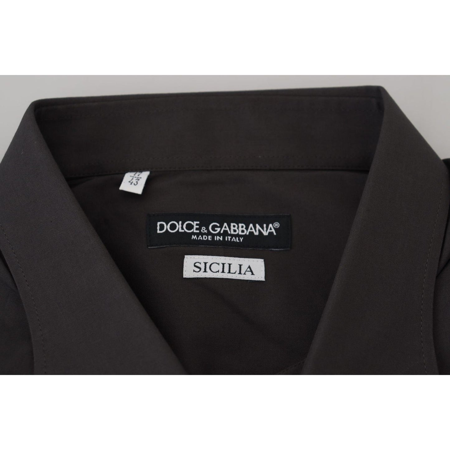 Dolce & Gabbana Elegant Gray Sicilia Slim Fit Dress Shirt Dolce & Gabbana Black