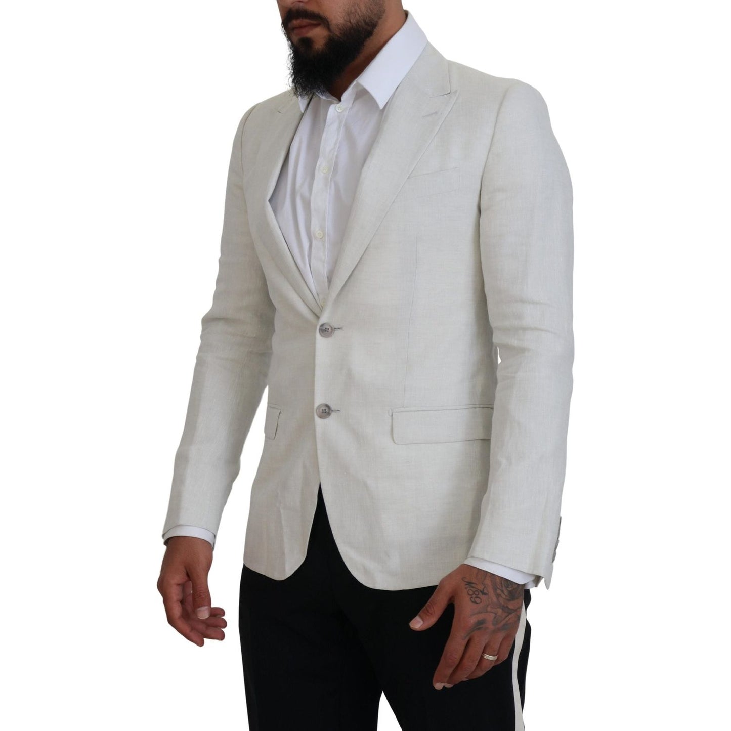 Dolce & Gabbana Elegant White Sicilia Single Breasted Blazer Dolce & Gabbana Dark Gray