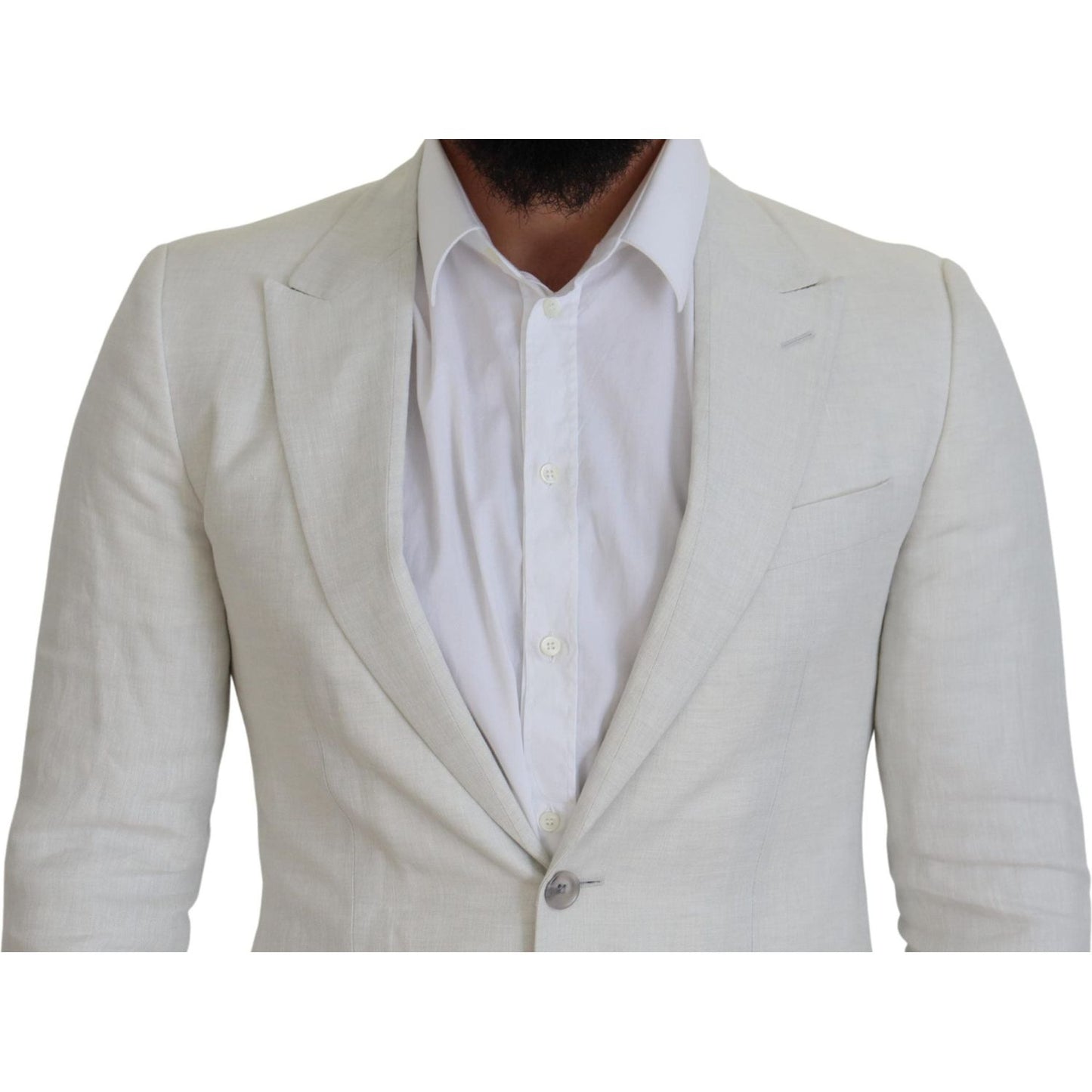Dolce & Gabbana Elegant White Sicilia Single Breasted Blazer Dolce & Gabbana Gray