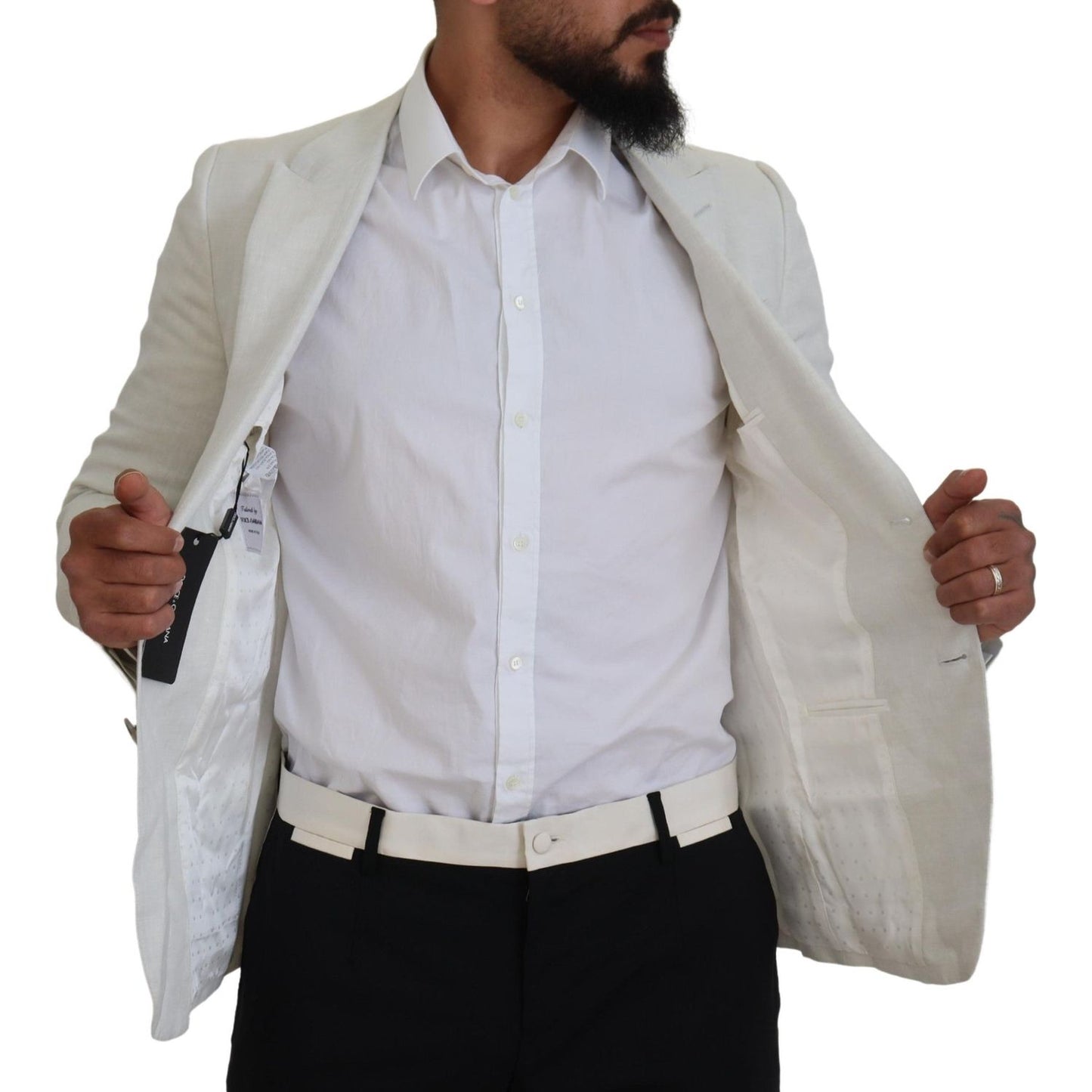 Dolce & Gabbana Elegant White Sicilia Single Breasted Blazer Dolce & Gabbana Gray