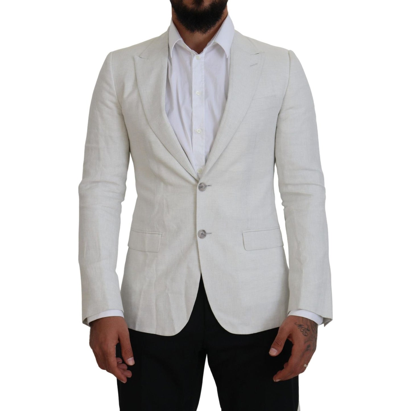 Dolce & Gabbana Elegant White Sicilia Single Breasted Blazer Dolce & Gabbana Gray