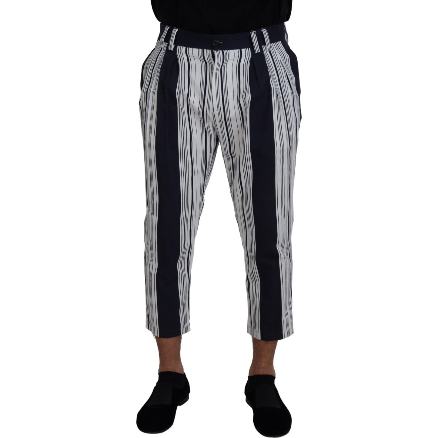 Dolce & Gabbana Elegant Striped Cotton Pants for Men Dolce & Gabbana Dark Gray