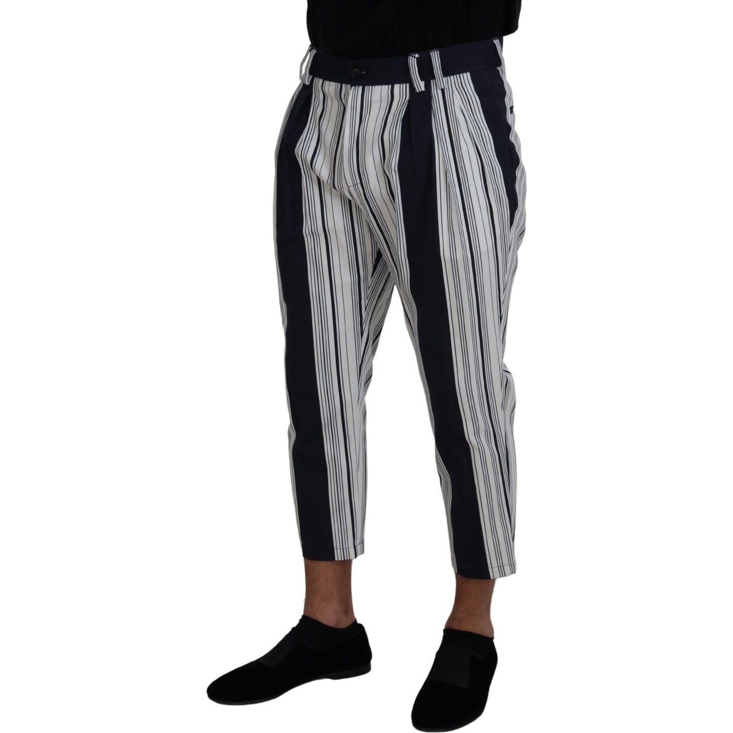 Dolce & Gabbana Elegant Striped Cotton Pants for Men Dolce & Gabbana Gray
