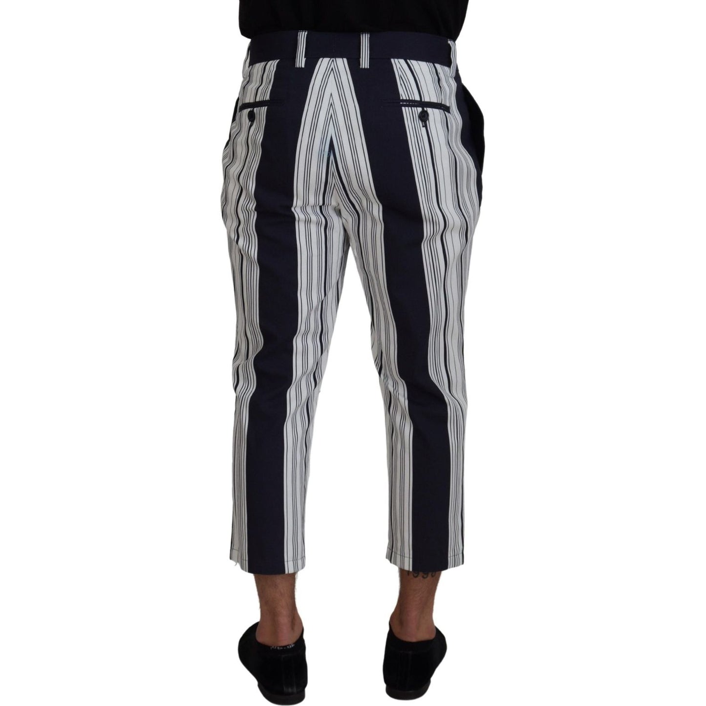 Dolce & Gabbana Elegant Striped Cotton Pants for Men Dolce & Gabbana Gray