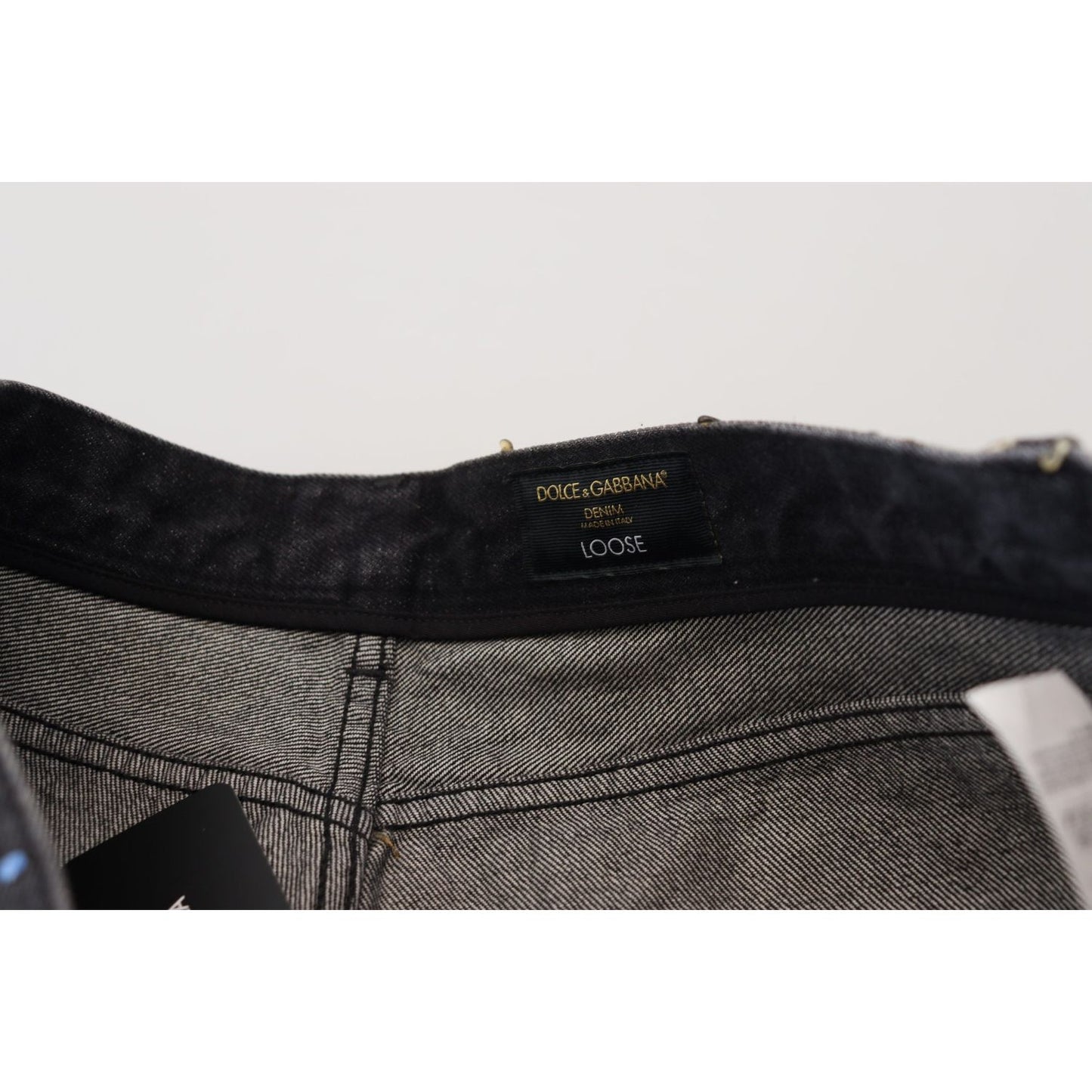 Dolce & Gabbana Elegant Multicolor Printed Denim Pants Dolce & Gabbana Light Gray