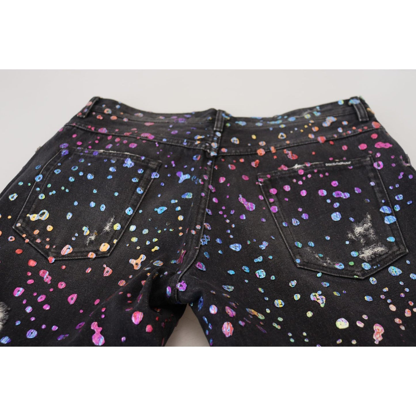 Dolce & Gabbana Elegant Multicolor Printed Denim Pants Dolce & Gabbana Light Gray