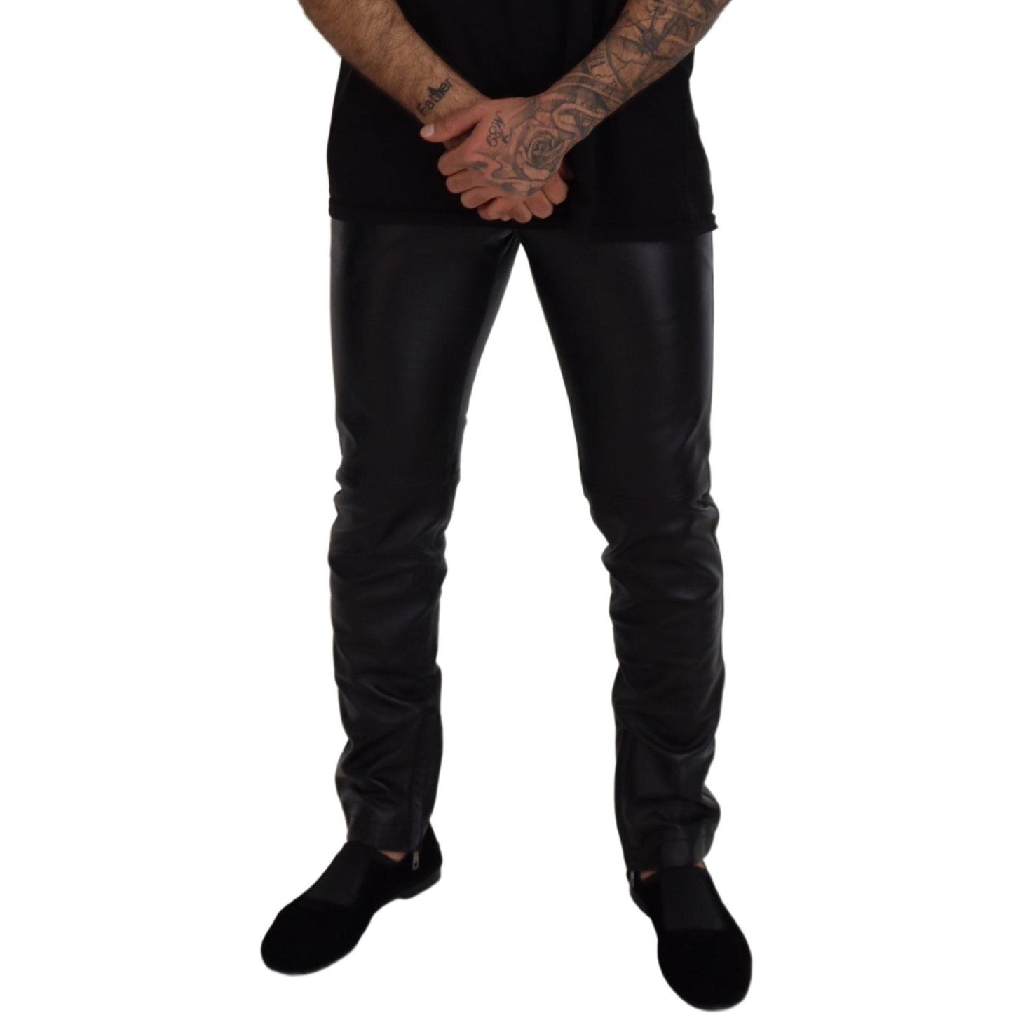Dolce & Gabbana Elegant Black Agnello Trousers for Men Dolce & Gabbana Black