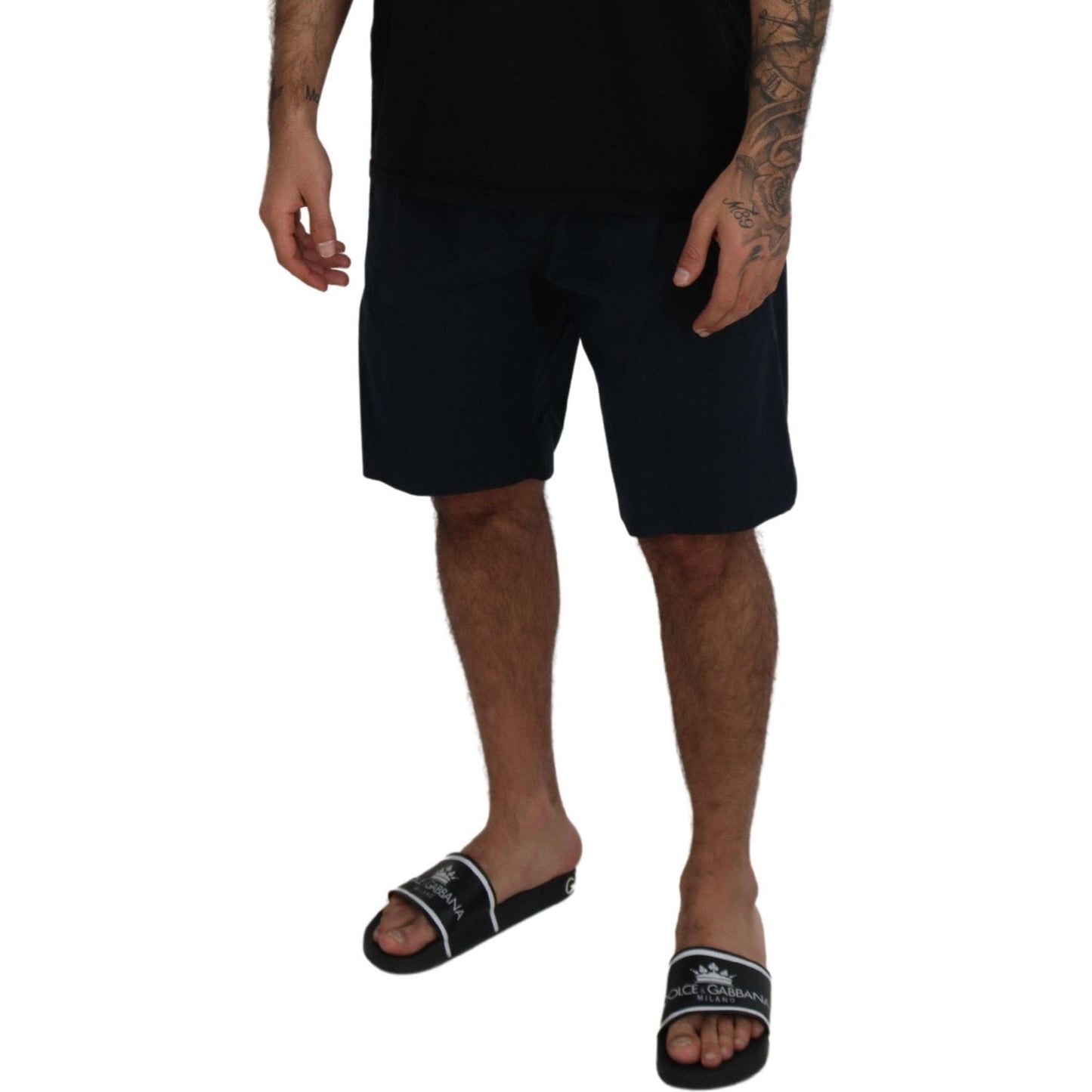 Dolce & Gabbana Elegant Blue Cotton Blend Shorts Dolce & Gabbana Black