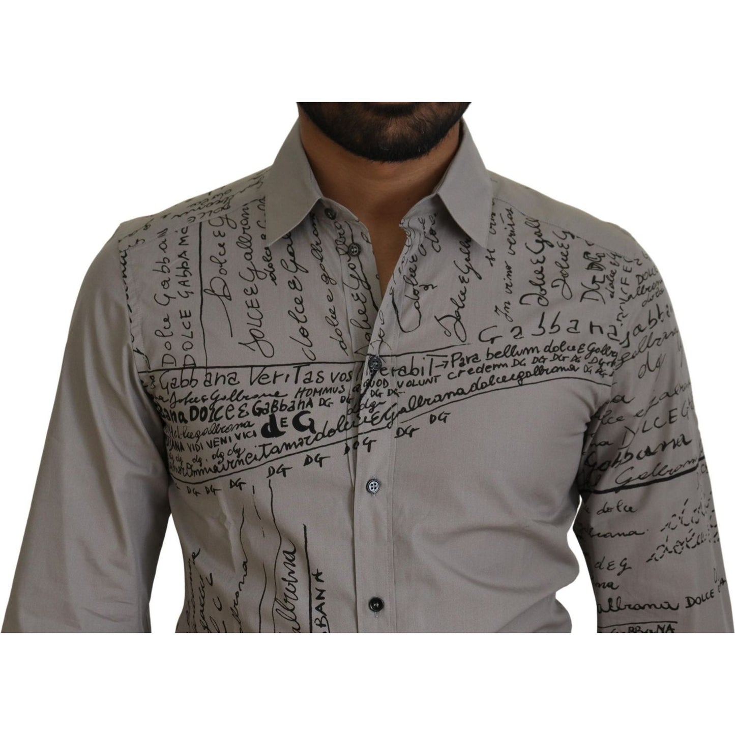 Dolce & Gabbana Elegant Slim Fit Cotton Dress Shirt Dolce & Gabbana Dim Gray