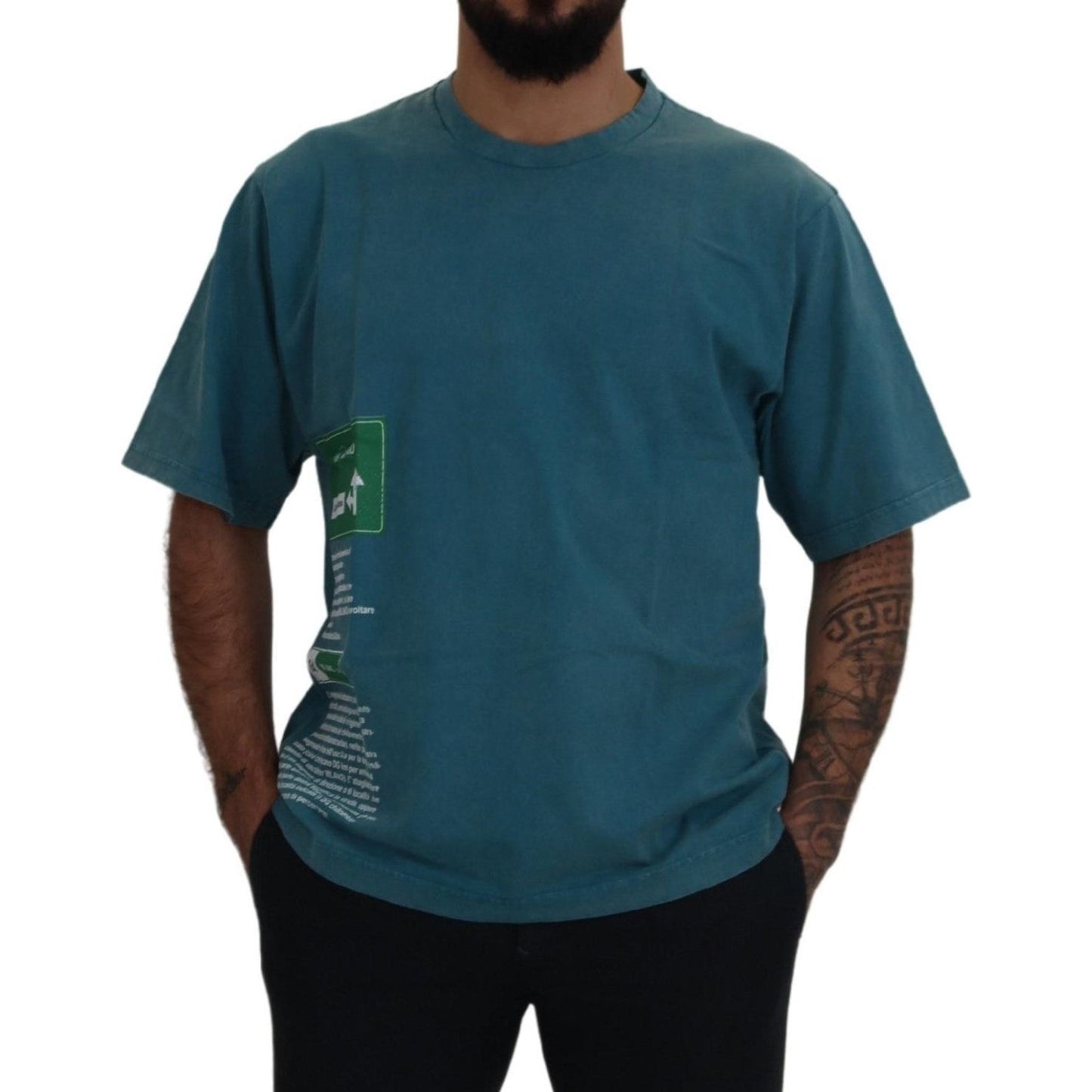 Dolce & Gabbana Elegant Crew Neck Cotton Tee in Blue Dolce & Gabbana Dark Slate Gray