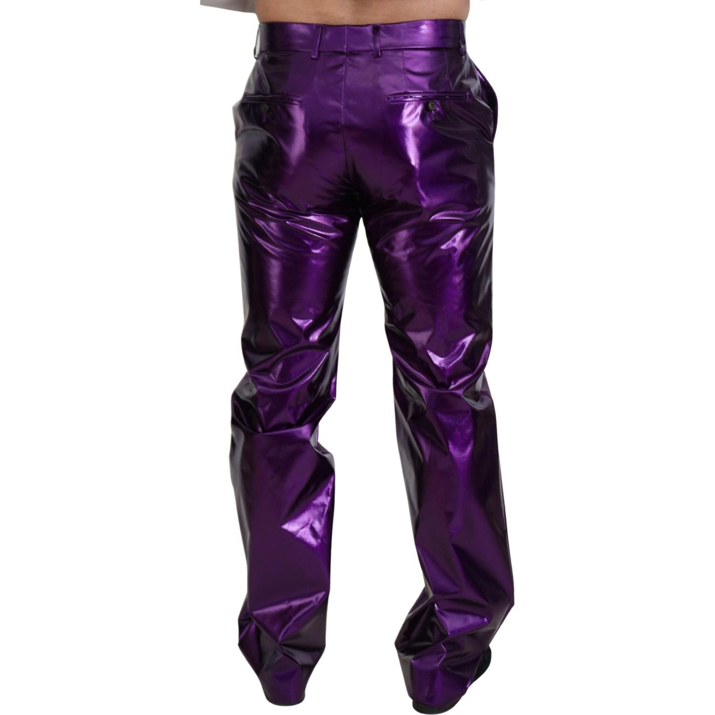Dolce & Gabbana Elegant Shining Purple Straight Fit Pants Dolce & Gabbana Dark Slate Gray