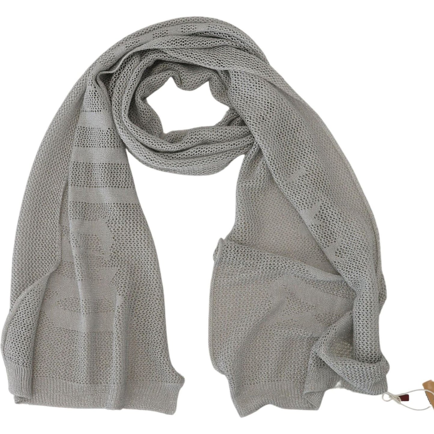 John Galliano Elegant Gray Knitted Designer Scarf John Galliano Light Slate Gray