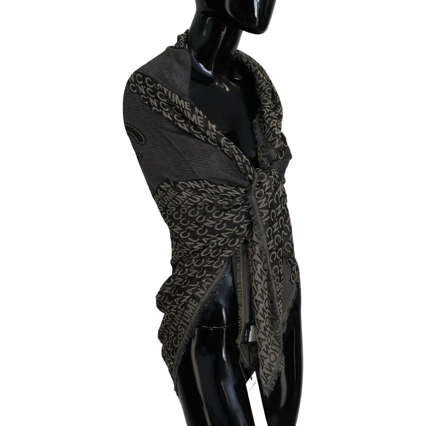 Costume National Chic Fringed Viscose-Silk Scarf Costume National Black