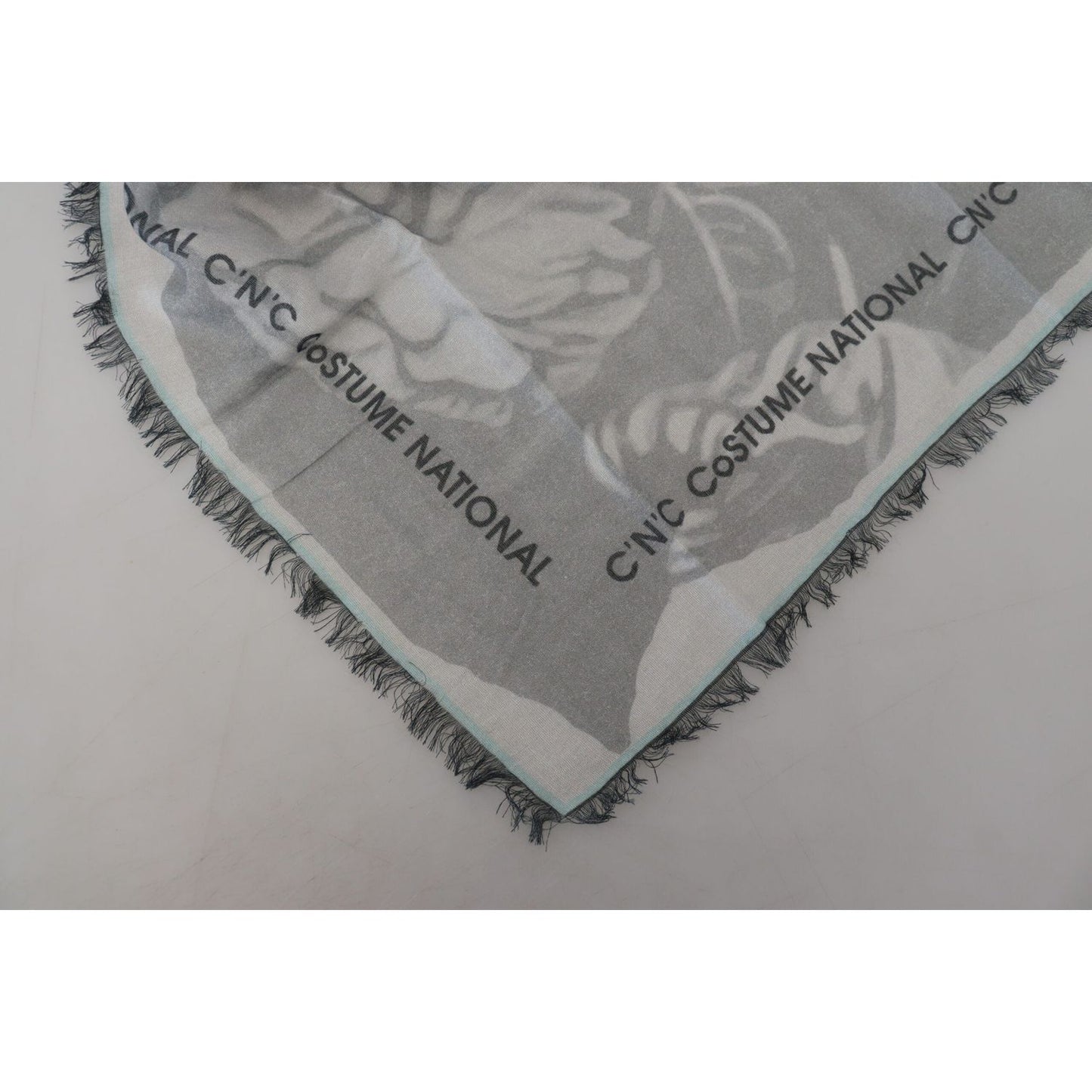 Costume National Chic Designer Grey Scarf with Fringes Costume National Light Slate Gray