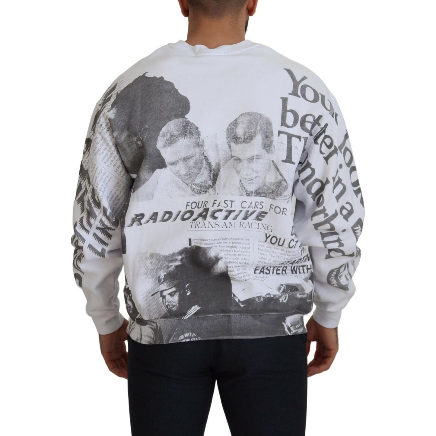 MSGM Elegant White Crewneck Cotton Sweater MSGM Gray