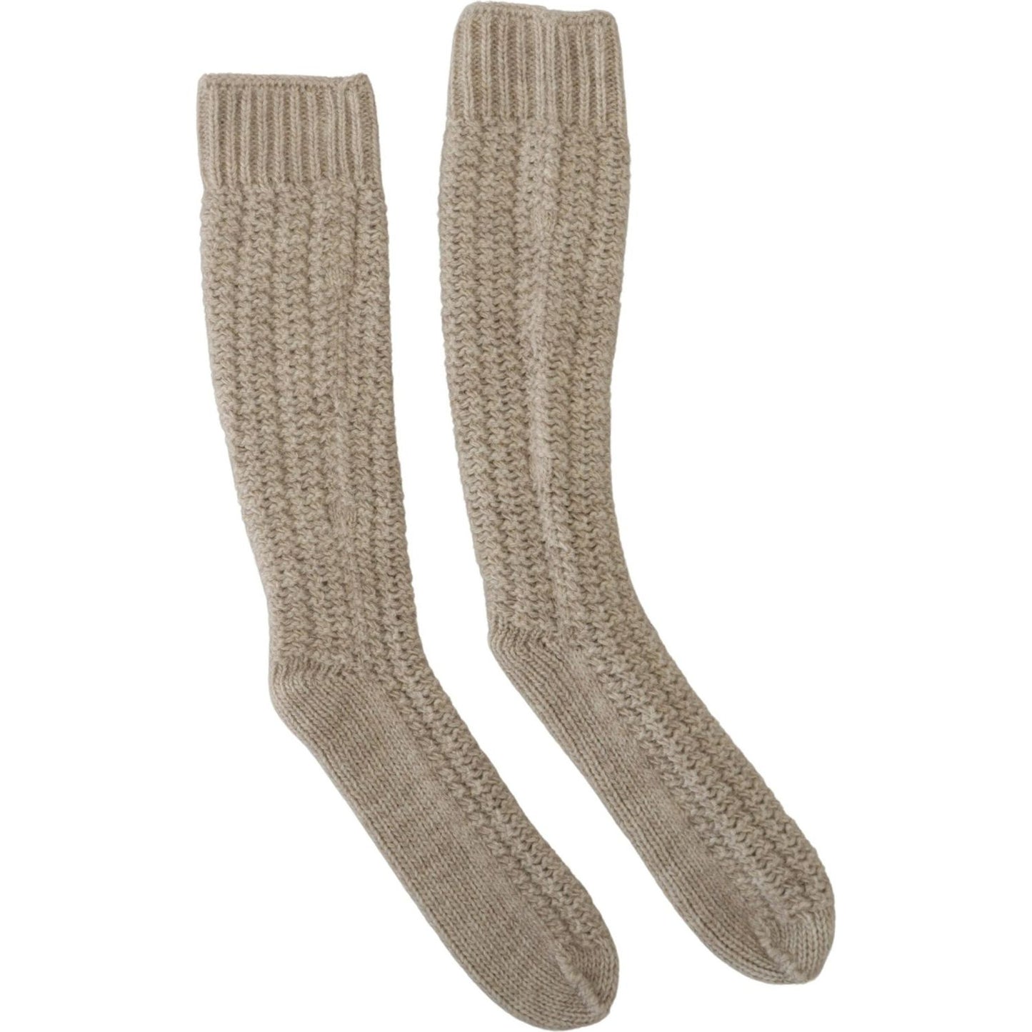 Dolce & Gabbana Chic Beige Wool Blend Over-the-Calf Socks Dolce & Gabbana Rosy Brown