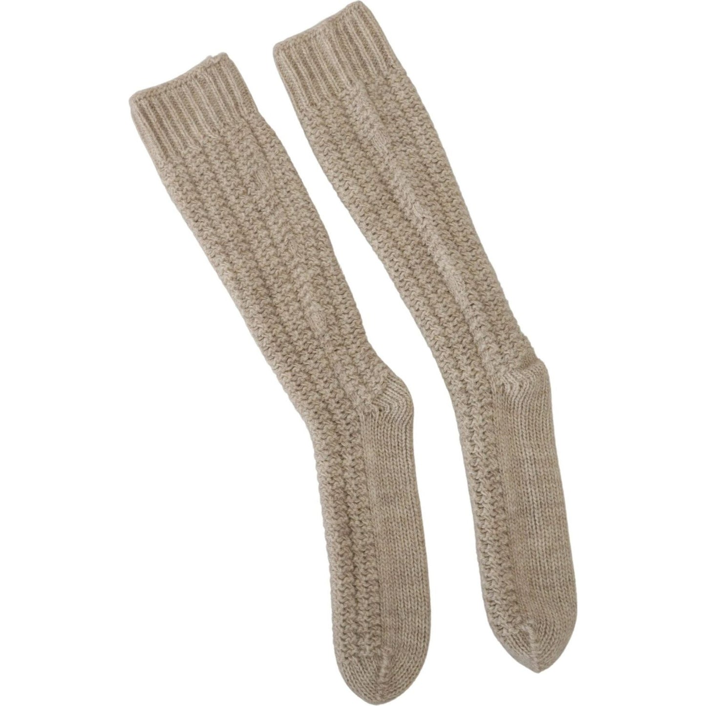 Dolce & Gabbana Chic Beige Wool Blend Over-the-Calf Socks Dolce & Gabbana Rosy Brown