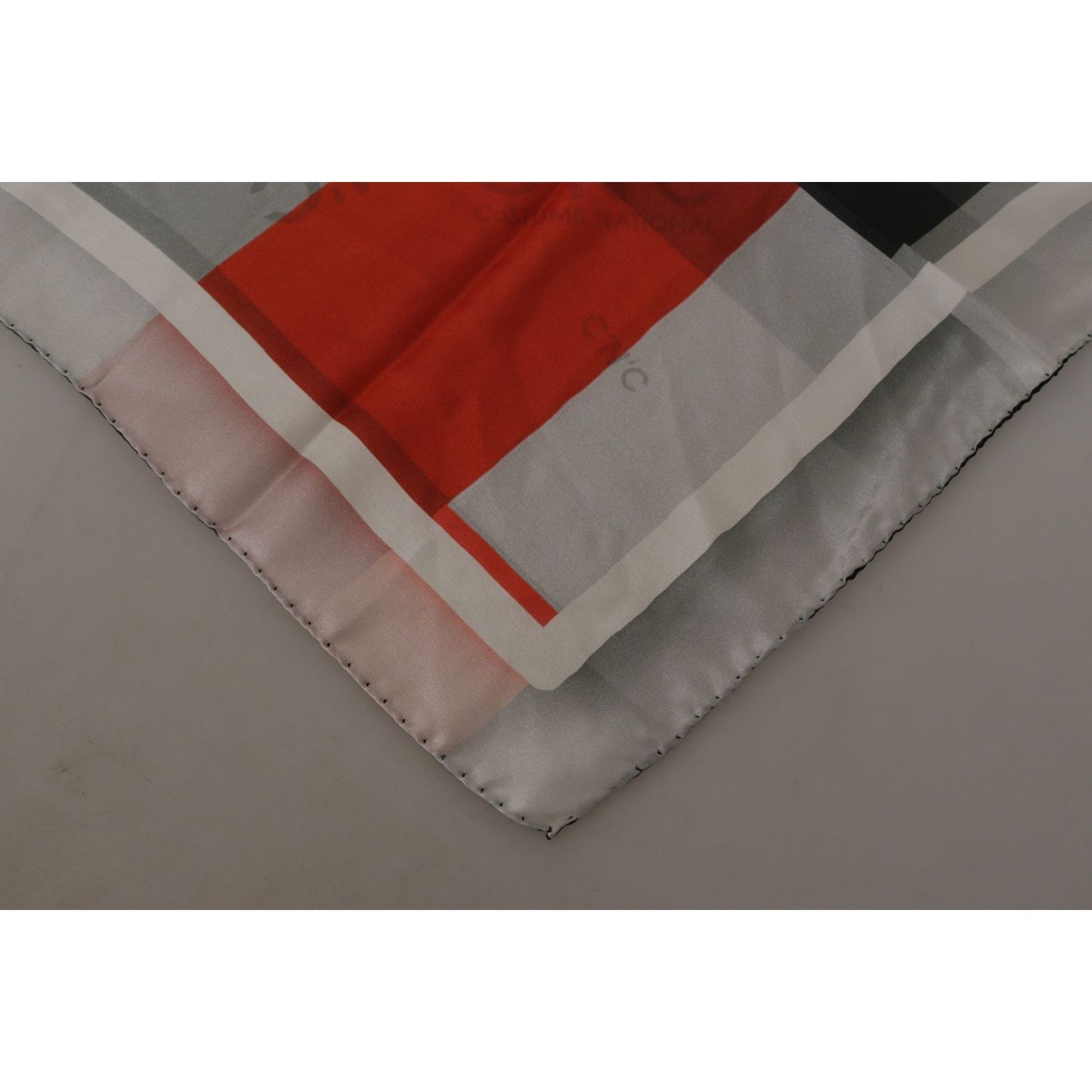 Costume National Elegant Silk Scarf in Gray Red Checkered Costume National Dim Gray