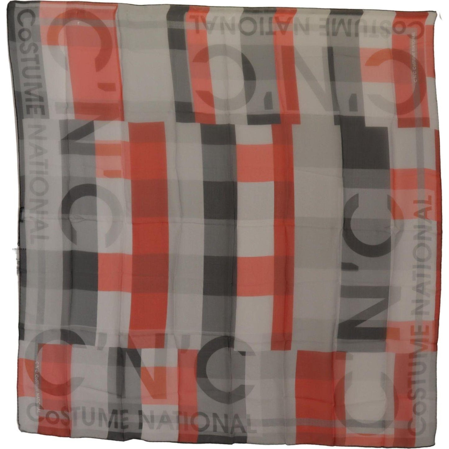 Costume National Elegant Silk Checkered Scarf Costume National Dim Gray