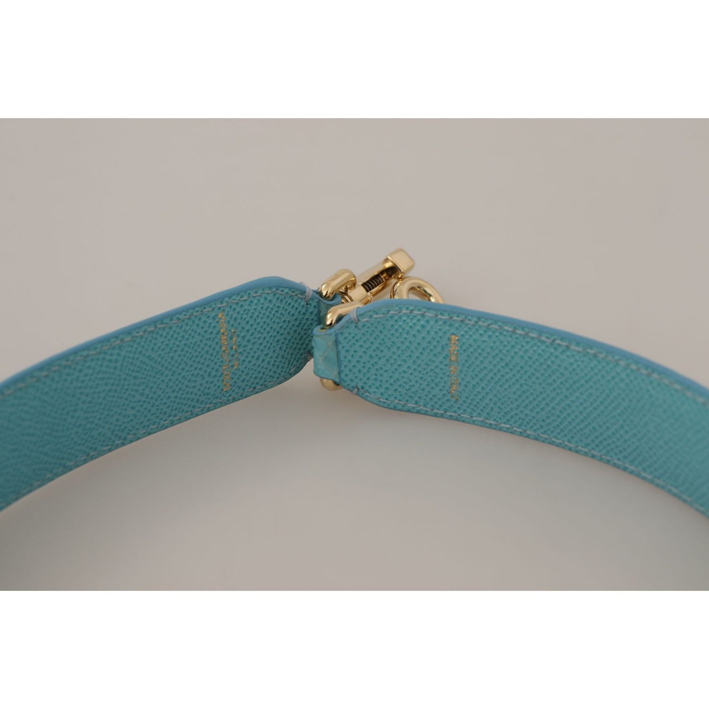 Dolce & Gabbana Elegant Blue Leather Bag Strap with Gold Accents Dolce & Gabbana Dark Gray